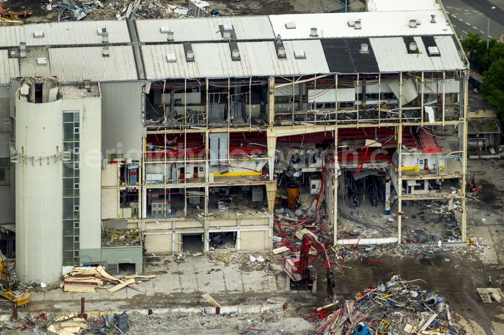 Bochum from above - Demolition work on the site of the ruins Opel Werk I in Bochum in the state North Rhine-Westphalia