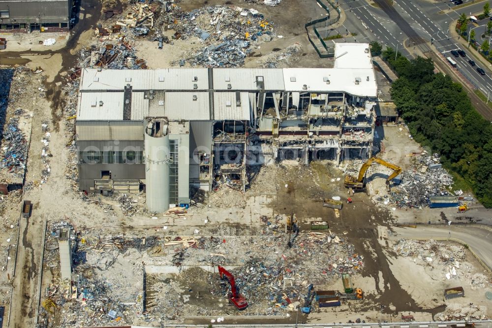 Aerial photograph Bochum - Demolition work on the site of the ruins Opel Werk I in Bochum in the state North Rhine-Westphalia