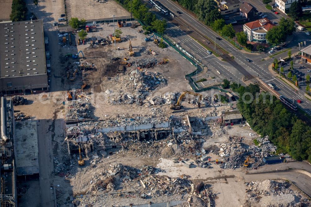 Bochum from above - Demolition work on the site of the ruins Opel Werk I in Bochum in the state North Rhine-Westphalia