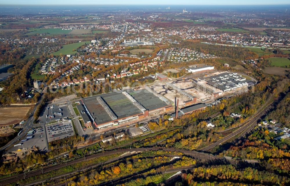 Bochum from above - Demolition work on the site of the ruins the disused Opel Plant 2 in Bochum in the state North Rhine-Westphalia