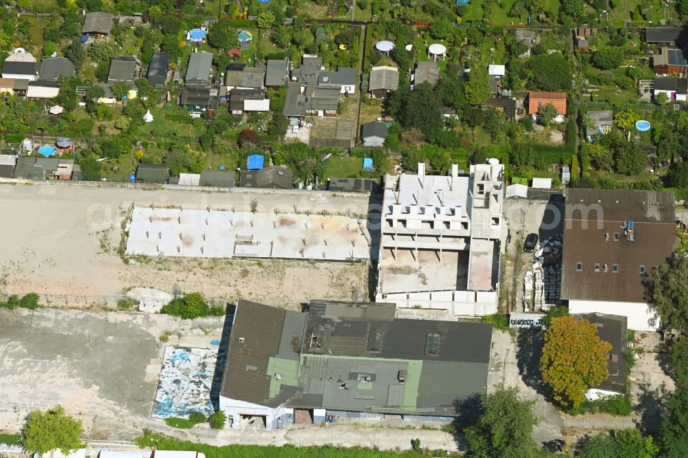 Berlin from above - Demolition work on the site of the Industry- ruins in the district Neukoelln in Berlin, Germany