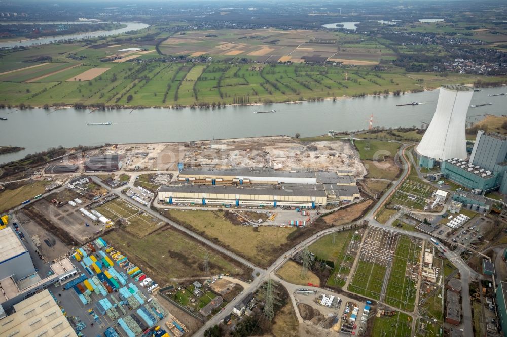 Duisburg from above - Demolition works on Building and production halls on the premises of former paper factory Norske Skog and of Papierfabrik Haindl in the district Walsum in Duisburg in the state North Rhine-Westphalia, Germany