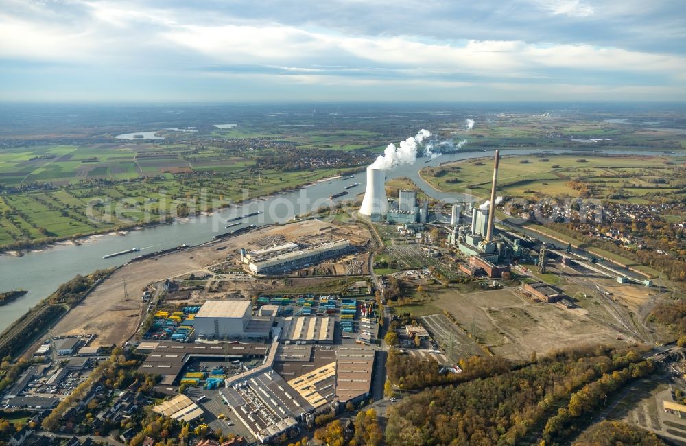 Aerial image Duisburg - Demolition works on Building and production halls on the premises of former paper factory Norske Skog and of Papierfabrik Haindl in the district Walsum in Duisburg in the state North Rhine-Westphalia, Germany