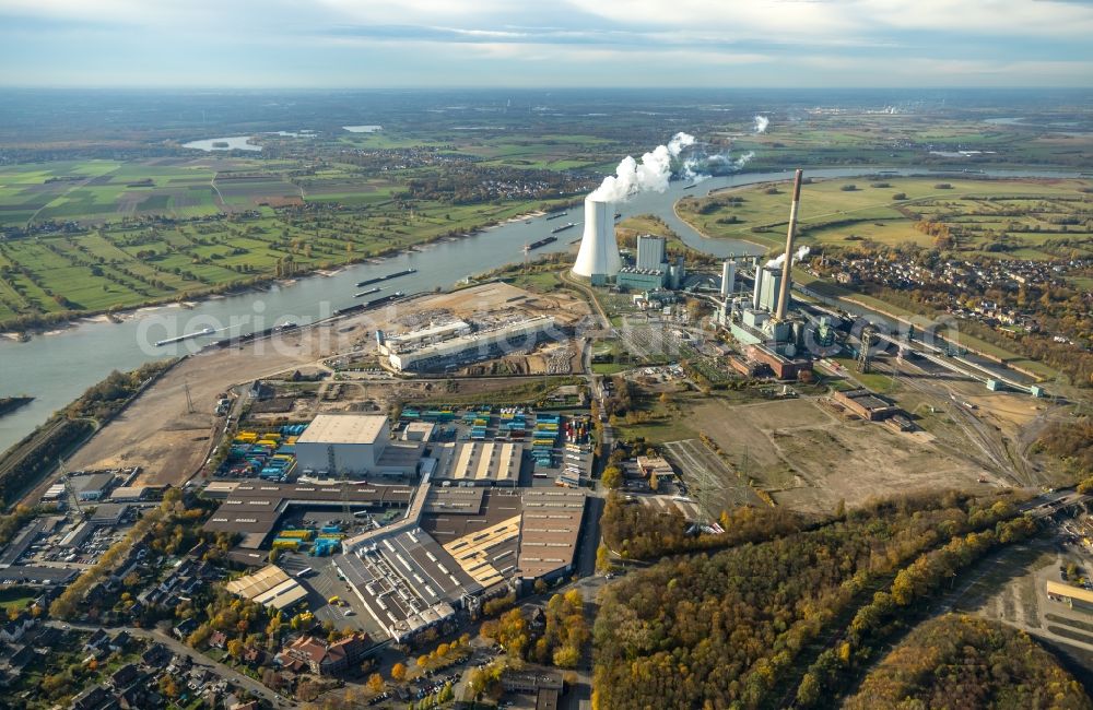 Duisburg from above - Demolition works on Building and production halls on the premises of former paper factory Norske Skog and of Papierfabrik Haindl in the district Walsum in Duisburg in the state North Rhine-Westphalia, Germany