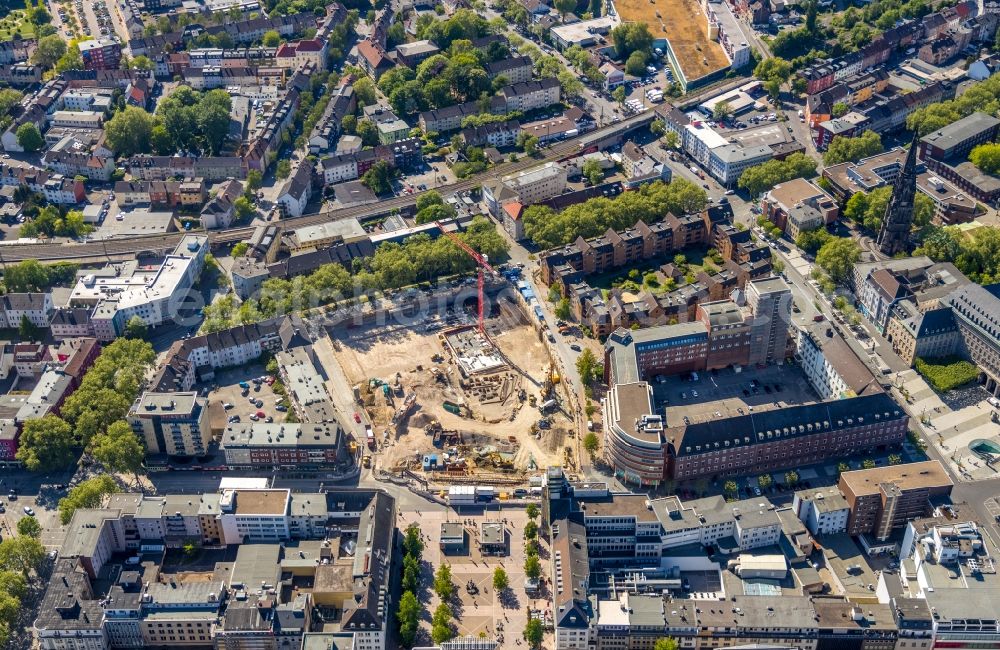 Bochum from the bird's eye view: Demolition area of office buildings ...