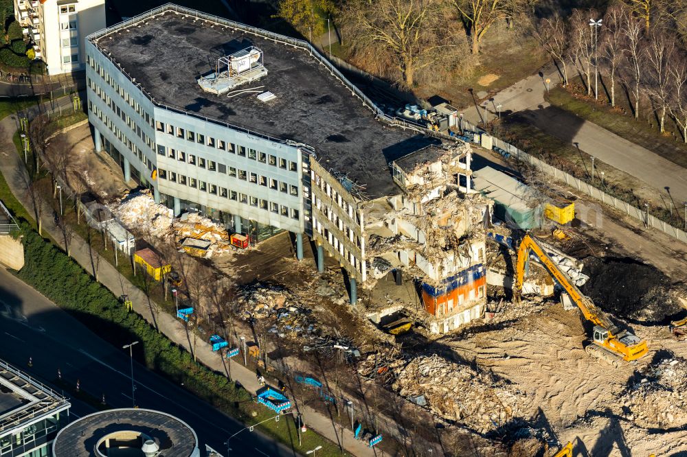 Aerial photograph Düsseldorf - Demolition area of office buildings Home Alte Siemens-Zentrale in Duesseldorf at Ruhrgebiet in the state North Rhine-Westphalia, Germany