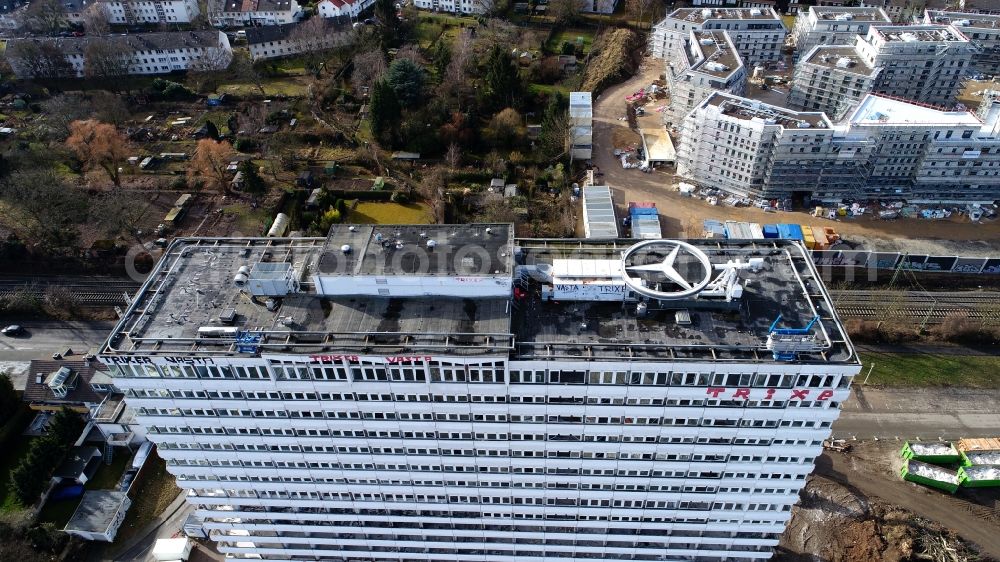 Aerial photograph Bonn - Demolition area of office buildings Home of Bonn-Center on Strassburger Weg - Kaiserstrasse in Bonn in the state North Rhine-Westphalia, Germany