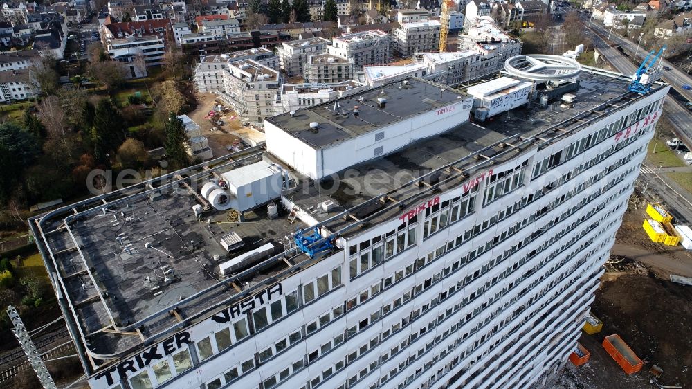 Aerial photograph Bonn - Demolition area of office buildings Home of Bonn-Center on Strassburger Weg - Kaiserstrasse in Bonn in the state North Rhine-Westphalia, Germany