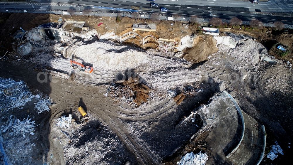 Aerial image Bonn - Demolition area of office buildings Home of Bonn-Center on Strassburger Weg - Kaiserstrasse in Bonn in the state North Rhine-Westphalia, Germany