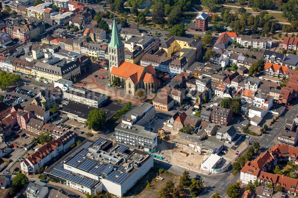 Hamm from above - Demolition area of the office building Haus der Lippewelle in Hamm in the state North Rhine-Westphalia