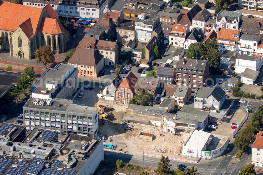 Hamm from above - Demolition area of the office building Haus der Lippewelle in Hamm in the state North Rhine-Westphalia