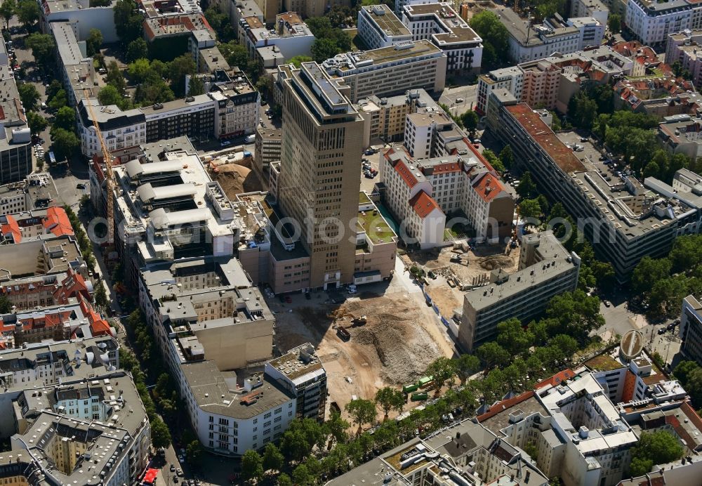 Aerial image Berlin - Demolition area of office buildings Home on Kurfuerstendamm-Karree in the district Charlottenburg in Berlin, Germany