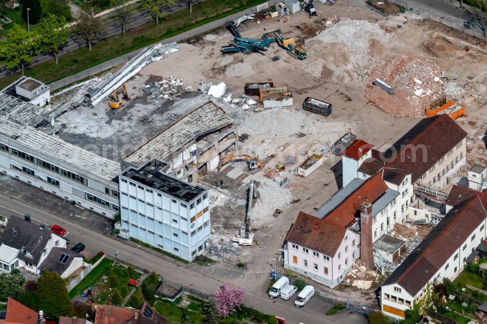 Aerial photograph Kenzingen - Demolition area of office buildings Home ombacher Strasse in Kenzingen in the state Baden-Wurttemberg, Germany