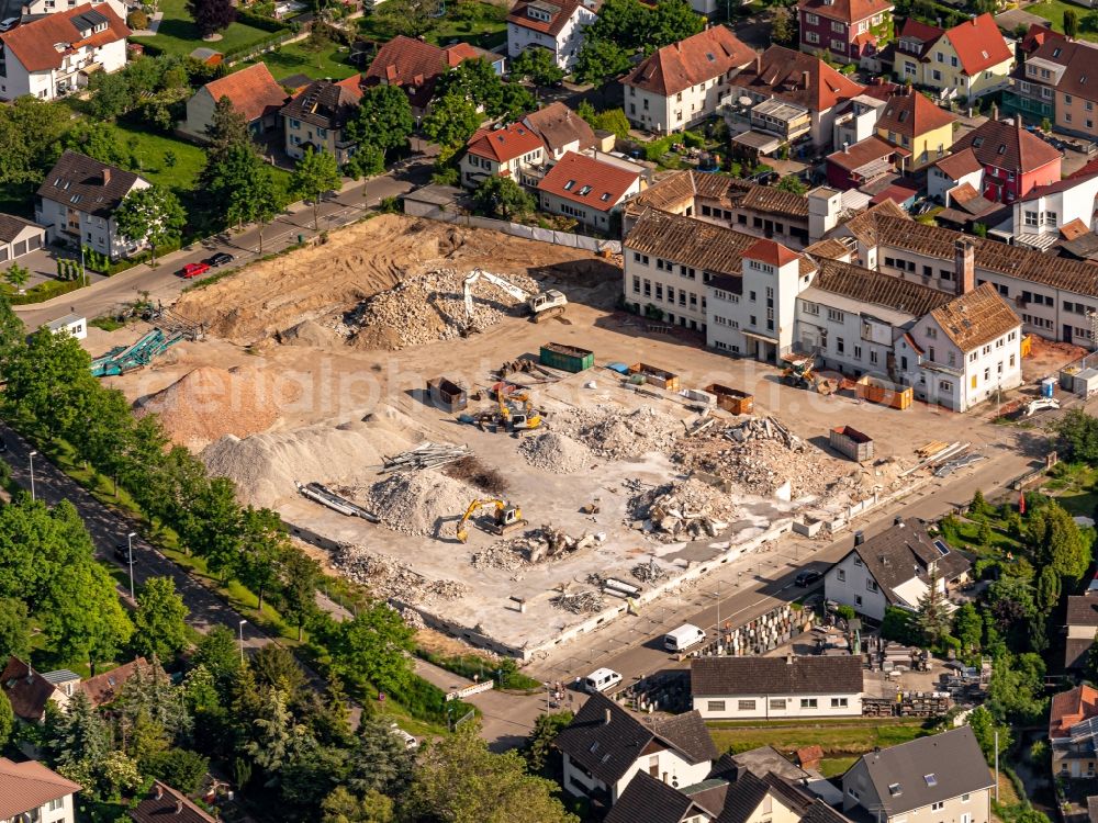 Kenzingen from the bird's eye view: Demolition area of office buildings Home ombacher Strasse in Kenzingen in the state Baden-Wurttemberg, Germany