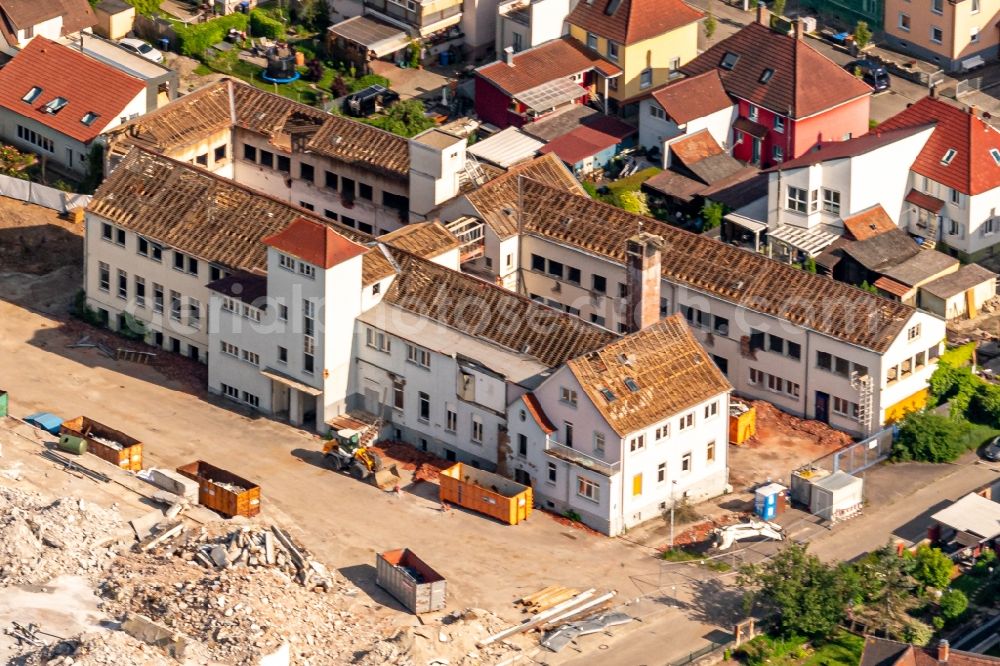 Aerial image Kenzingen - Demolition area of office buildings Home ombacher Strasse in Kenzingen in the state Baden-Wurttemberg, Germany