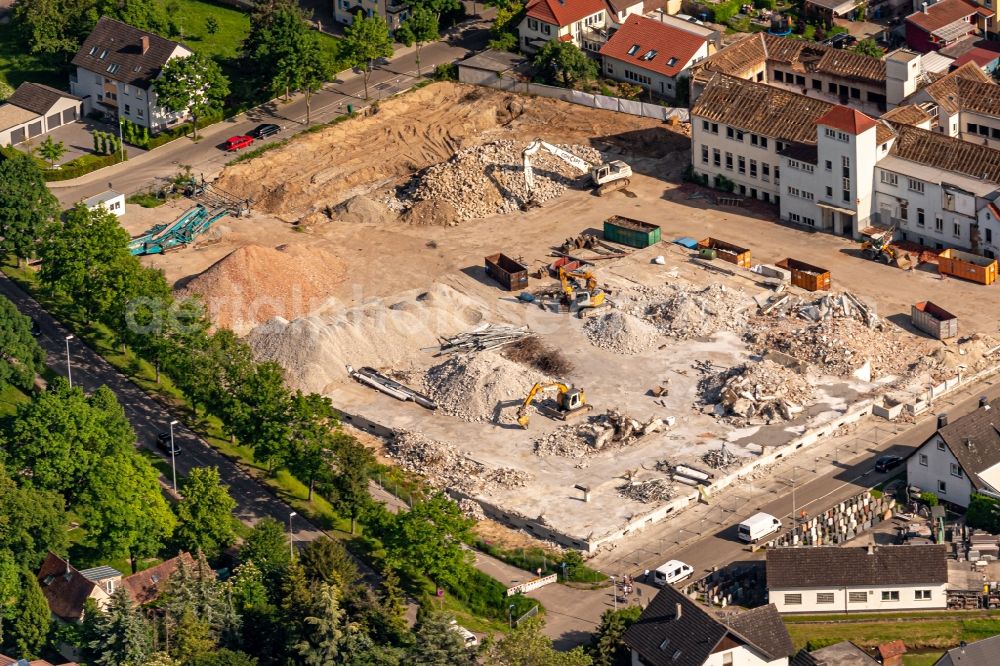 Kenzingen from above - Demolition area of office buildings Home ombacher Strasse in Kenzingen in the state Baden-Wurttemberg, Germany