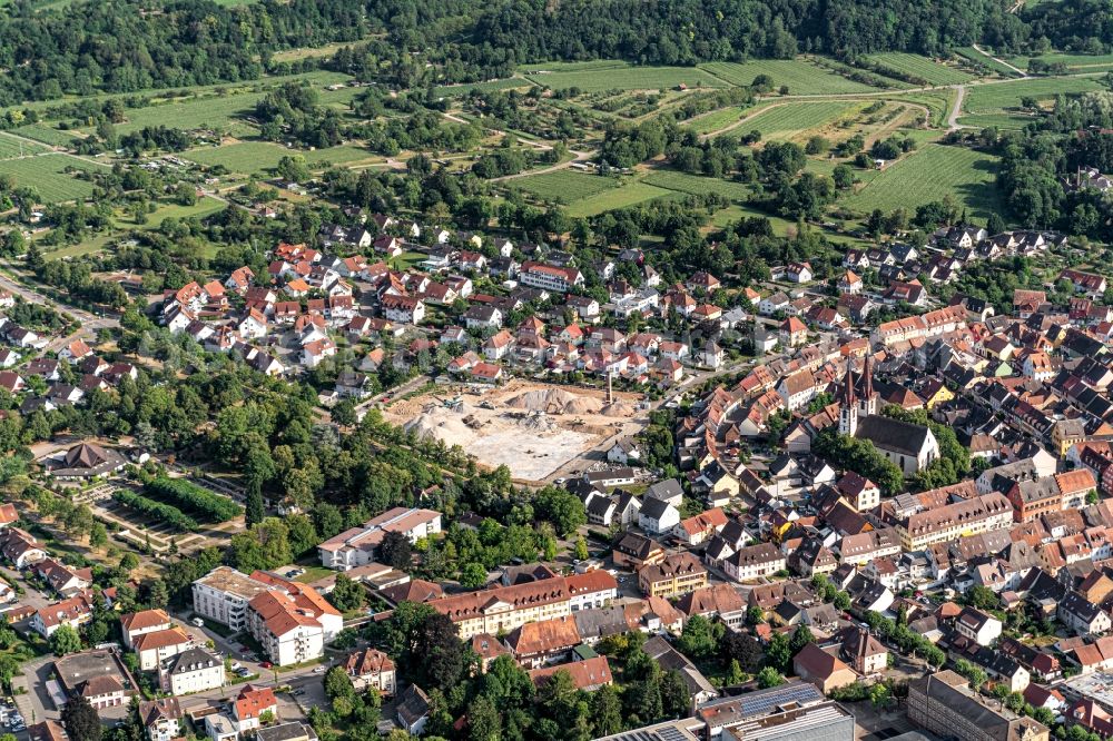 Kenzingen from the bird's eye view: Demolition area of office buildings Home ombacher Strasse in Kenzingen in the state Baden-Wurttemberg, Germany