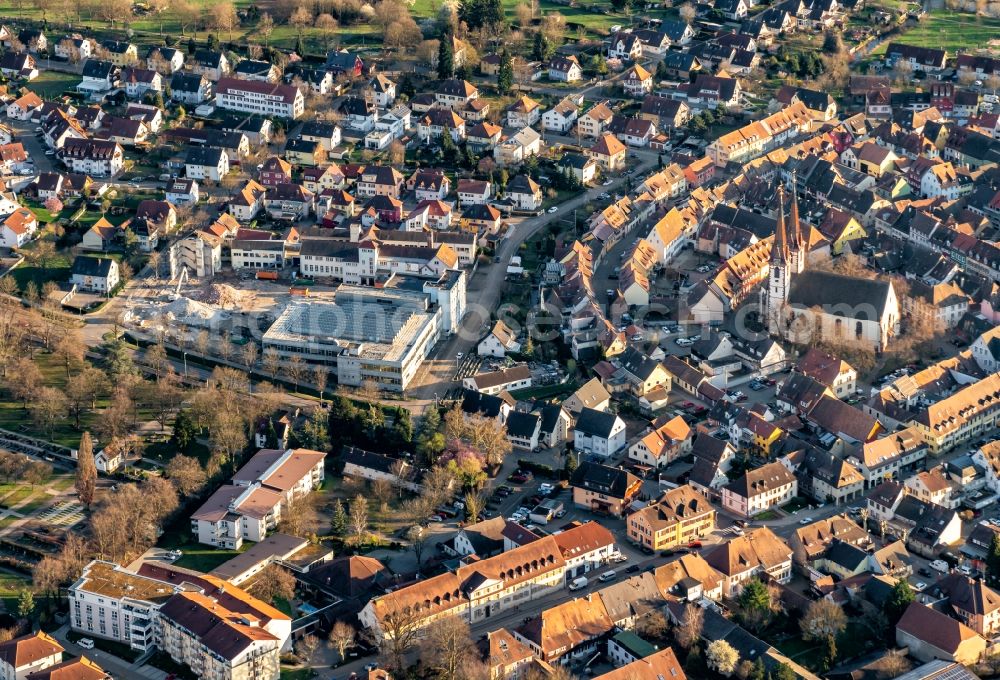 Aerial image Kenzingen - Demolition area of office buildings Home on Bombacher Strasse in Kenzingen in the state Baden-Wurttemberg, Germany