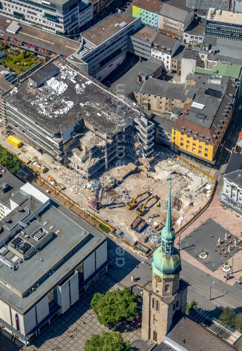 Dortmund from the bird's eye view: Demolition area of office buildings Home on Kampstrasse in Dortmund in the state North Rhine-Westphalia, Germany