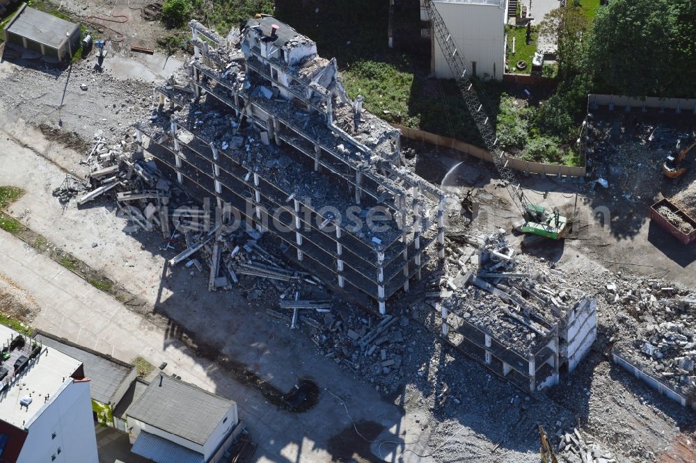 Aerial photograph Dresden - Demolition area of office buildings Home on Koenneritzstrasse - Jahnstrasse - Schuetzengasse in Dresden in the state Saxony, Germany