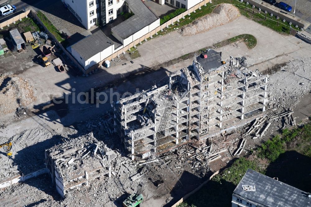 Aerial image Dresden - Demolition area of office buildings Home on Koenneritzstrasse - Jahnstrasse - Schuetzengasse in Dresden in the state Saxony, Germany