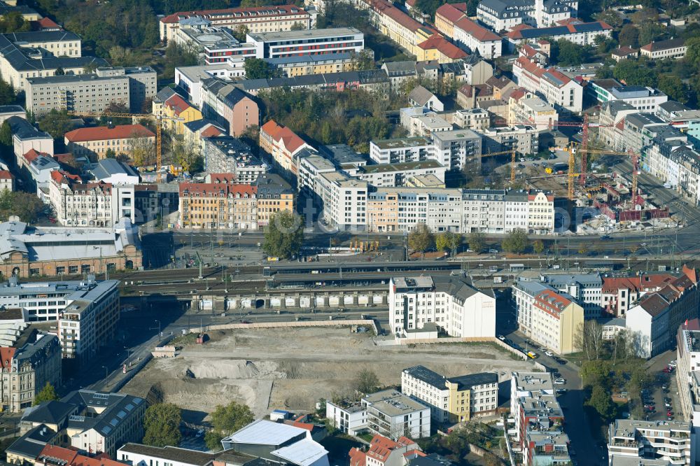 Aerial photograph Dresden - Demolition area of office buildings home on Koenneritzstrasse - Jahnstrasse - Schuetzengasse in Dresden in the state Saxony, Germany