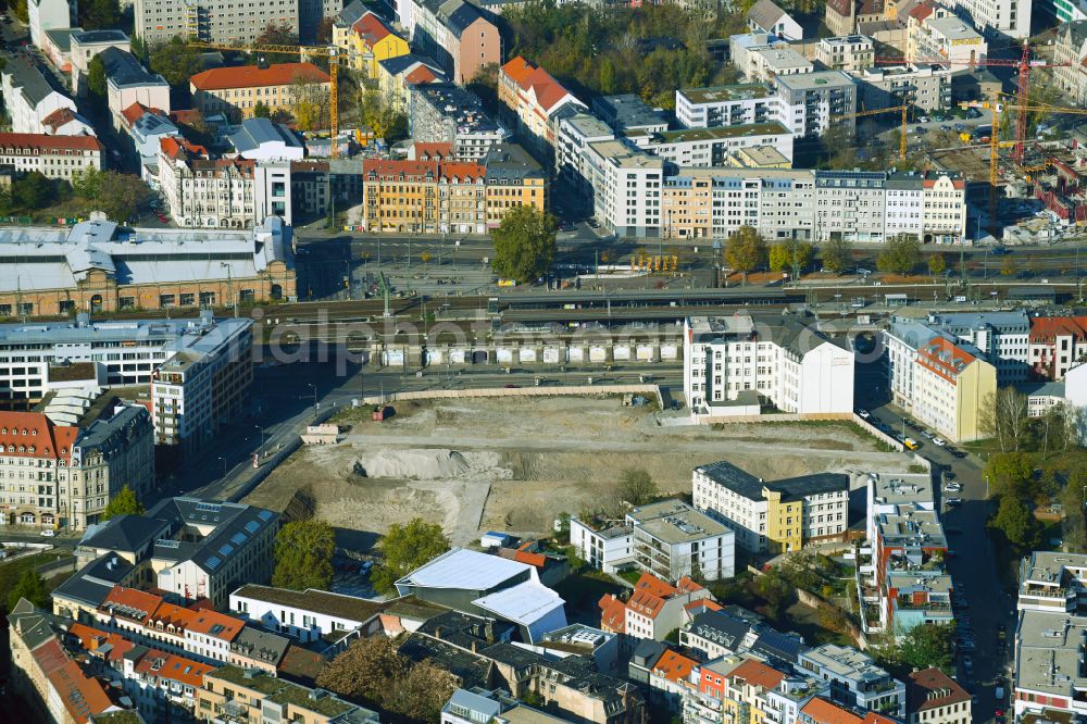 Dresden from above - Demolition area of office buildings home on Koenneritzstrasse - Jahnstrasse - Schuetzengasse in Dresden in the state Saxony, Germany