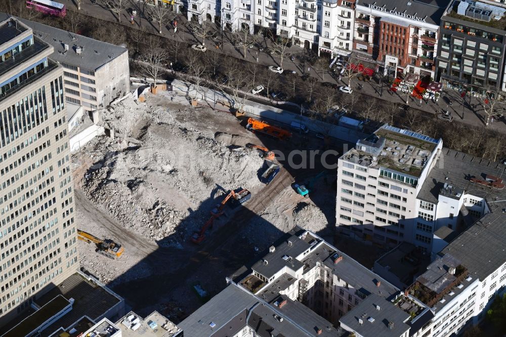 Aerial photograph Berlin - Demolition area of office buildings Home on Kurfuerstendamm-Karree in the district Charlottenburg in Berlin, Germany