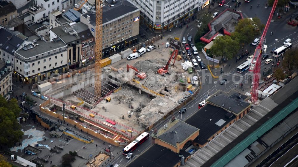 Bonn from above - Demolition area of office buildings Home Maximiliancenter on Poststrasse in Bonn in the state North Rhine-Westphalia, Germany