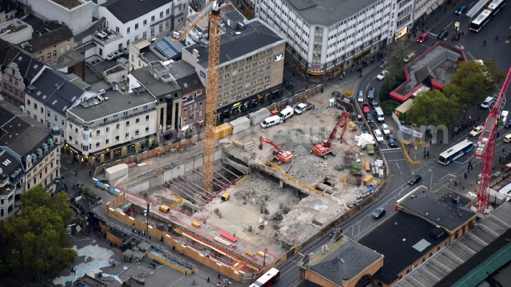 Bonn from the bird's eye view: Demolition area of office buildings Home Maximiliancenter on Poststrasse in Bonn in the state North Rhine-Westphalia, Germany