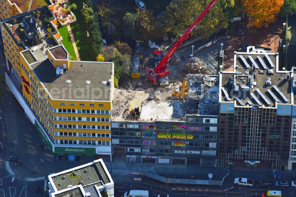 Aerial photograph Berlin - Demolition area of office buildings Home Nuernberger Strasse in the district Charlottenburg in Berlin, Germany