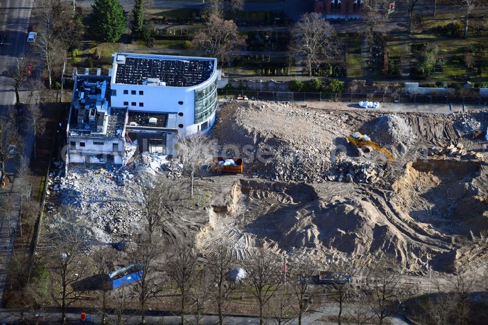 Aerial photograph Berlin - Demolition area of office buildings Home on Paul-Schneider-Strasse in the district Bezirk Steglitz-Zehlendorf in Berlin, Germany