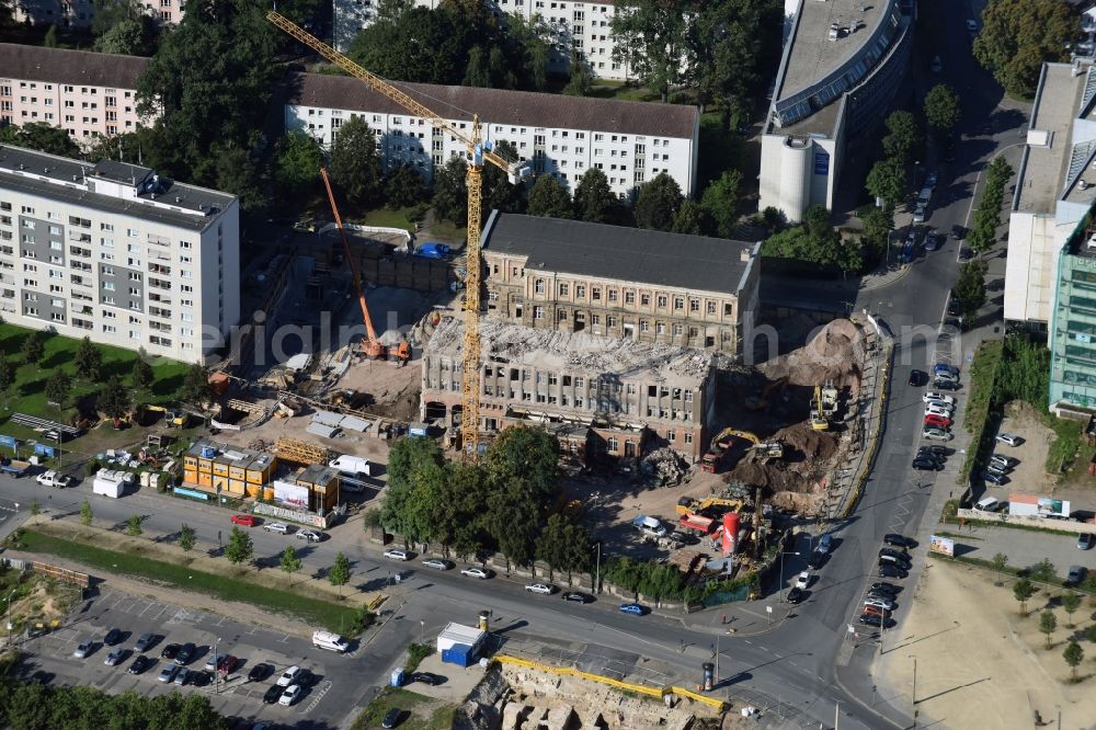 Aerial photograph Dresden - Demolition area of office buildings Home am Postplatz - Annenstrasse - Marienstrasse durch die GD Dressler Bau GmbH in Dresden in the state Saxony