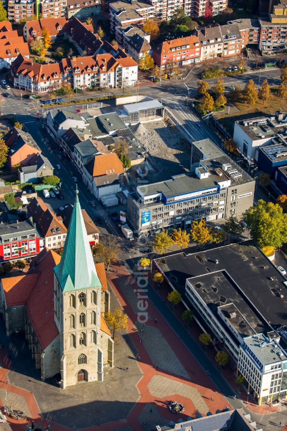 Aerial image Hamm - Demolition area of office buildings of the WA press agency and the editorial department Lippewelle in Hamm in the state North Rhine-Westphalia