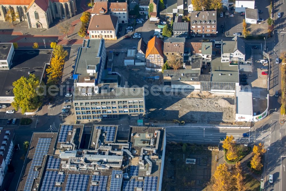 Aerial photograph Hamm - Demolition area of office buildings of the WA press agency and the editorial department Lippewelle in Hamm in the state North Rhine-Westphalia