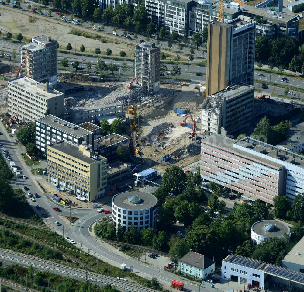 München from the bird's eye view: Demolition area of office buildings Home Vogelweideplatz in Munich in the state Bavaria