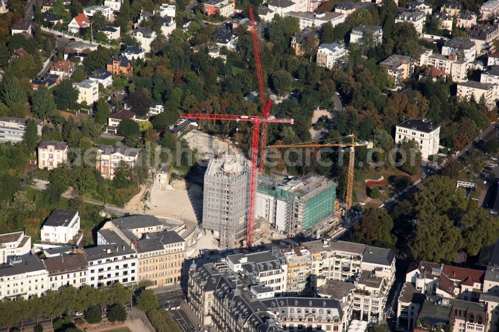 Wiesbaden from above - Demolition area of former office buildings Home of the R&V insurance in Wiesbaden in the state Hesse