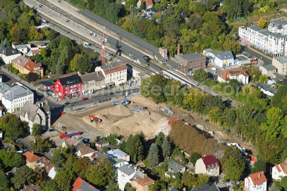 Berlin from above - Demolition work on the ruins of the former store building on Hoenower Strasse in the district Mahlsdorf in Berlin, Germany