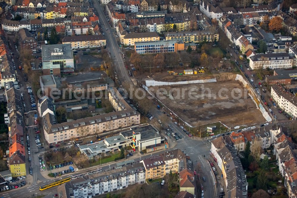 Aerial photograph Essen - Demolition site of the former school building Berufskollegs in the district Stadtbezirke III in Essen in the state North Rhine-Westphalia