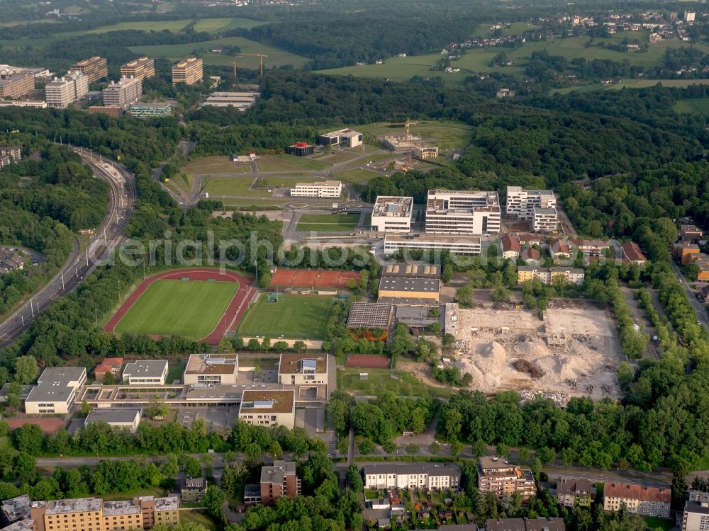 Bochum from above - Demolition site of the former school building Erich-Kaestner-Schule in Bochum in the state North Rhine-Westphalia