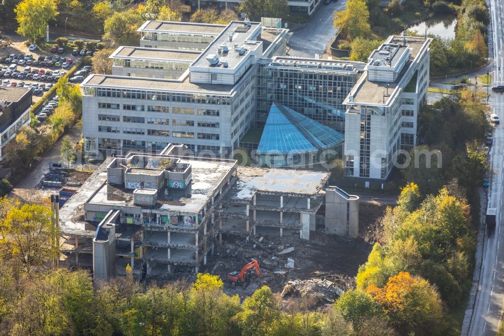 Essen from the bird's eye view: Demolition site of the former school building of Essen police school in Essen in the state North Rhine-Westphalia, Germany