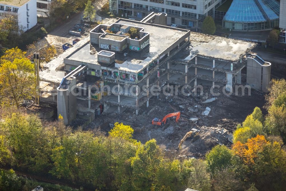 Aerial image Essen - Demolition site of the former school building of Essen police school in Essen in the state North Rhine-Westphalia, Germany