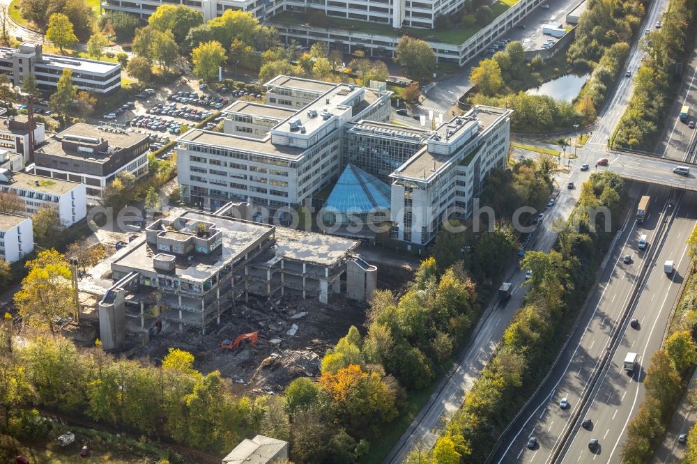 Aerial photograph Essen - Demolition site of the former school building of Essen police school in Essen in the state North Rhine-Westphalia, Germany