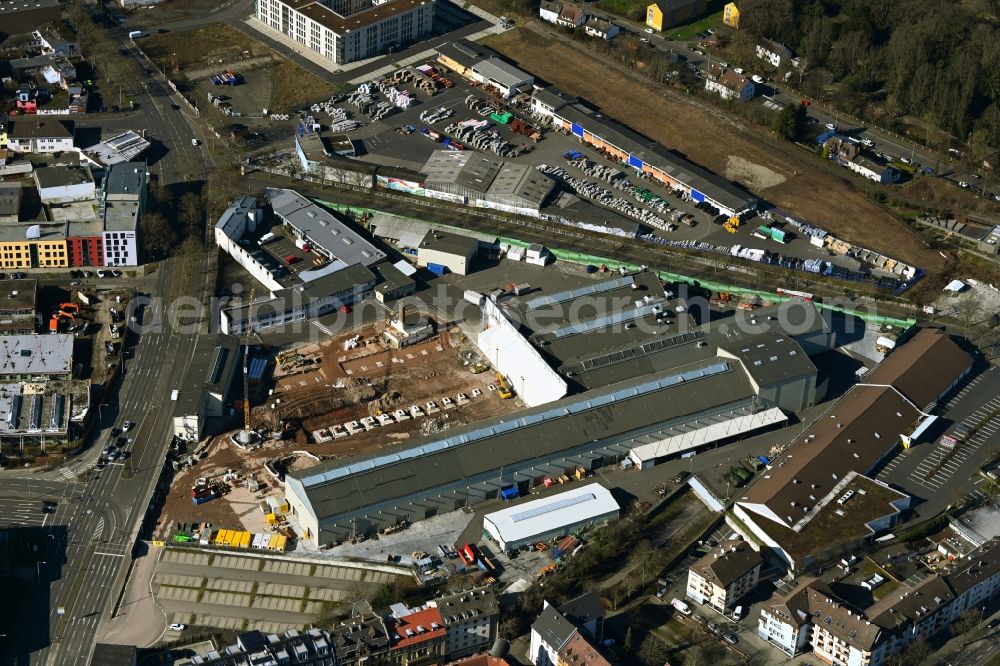 Aerial photograph Kassel - Demolition surface and extension - new building - construction site on the factory premises of Krauss-Maffei Wegmann GmbH & Co. KG on Wolfhager Strasse in the district Nord (Holland) in Kassel in the state Hesse, Germany