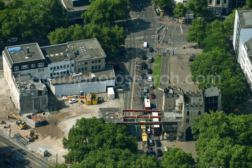 Köln from above - Demolition of the bridge - building area of Bruecke on Hahnentorburg on Rudolfplatz in the district Innenstadt in Cologne in the state North Rhine-Westphalia, Germany