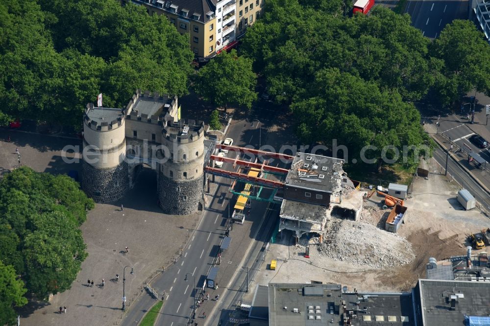 Aerial image Köln - Demolition of the bridge - building area of Bruecke on Hahnentorburg on Rudolfplatz in the district Innenstadt in Cologne in the state North Rhine-Westphalia, Germany