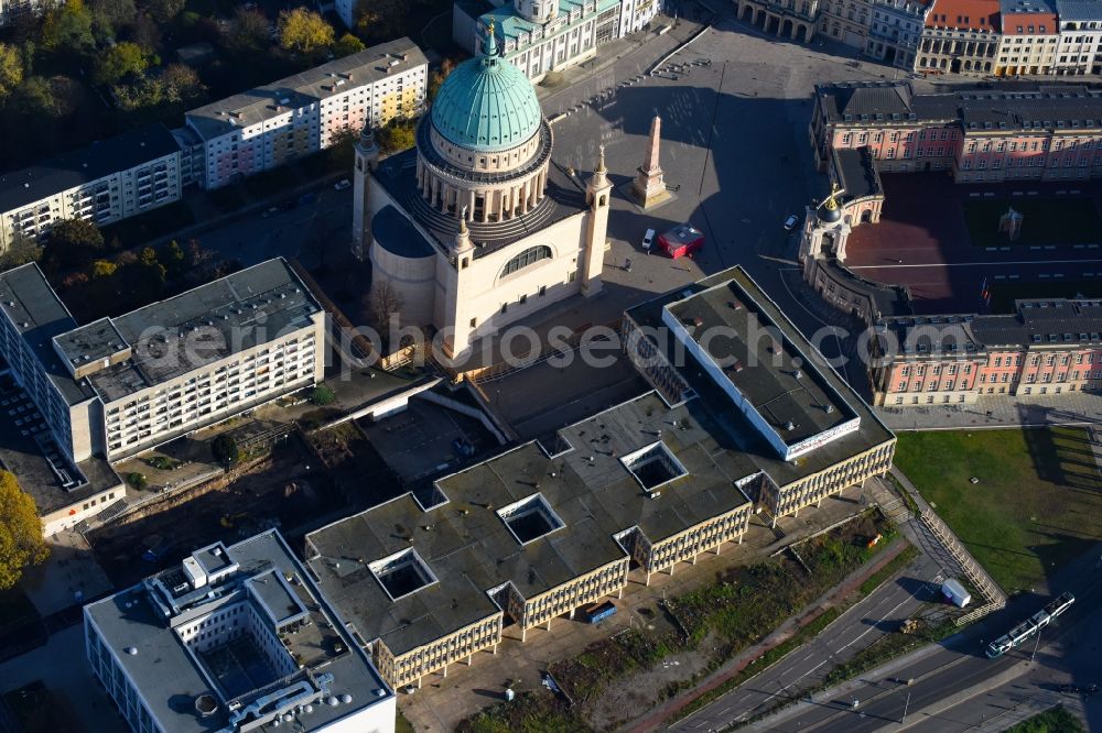 Aerial image Potsdam - Demolition of the building area of Fachhochschule Potsdam on Alter Markt corner Friedrich-Ebert-Strasse in the district Innenstadt in Potsdam in the state Brandenburg, Germany