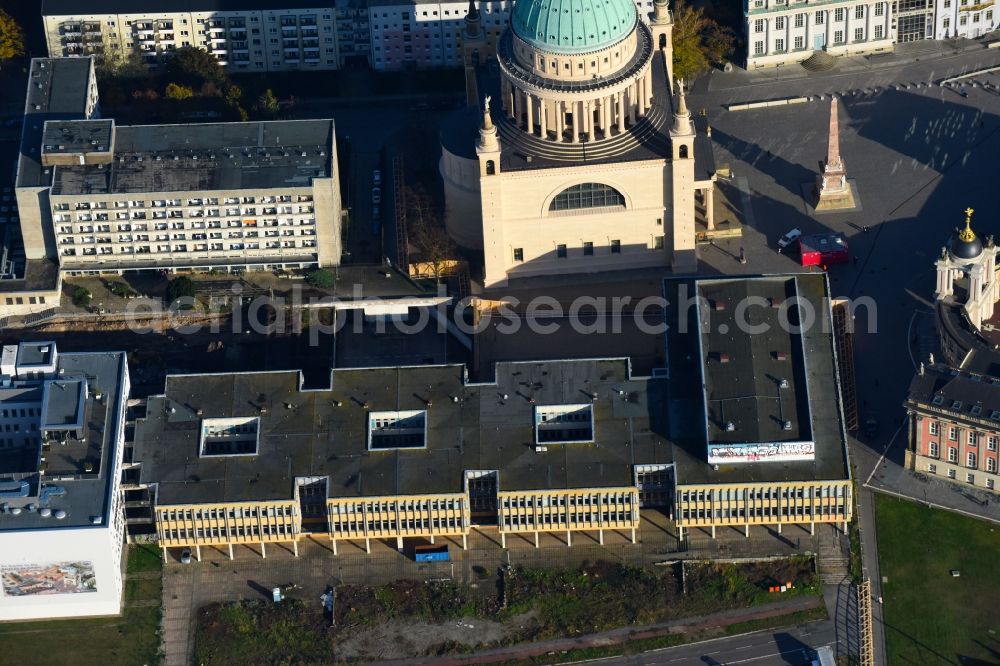 Potsdam from above - Demolition of the building area of Fachhochschule Potsdam on Alter Markt corner Friedrich-Ebert-Strasse in the district Innenstadt in Potsdam in the state Brandenburg, Germany