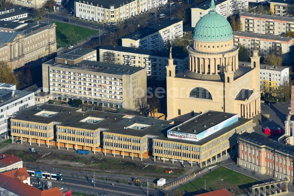 Aerial photograph Potsdam - Demolition of the building area of Fachhochschule Potsdam on Alter Markt corner Friedrich-Ebert-Strasse in the district Innenstadt in Potsdam in the state Brandenburg, Germany