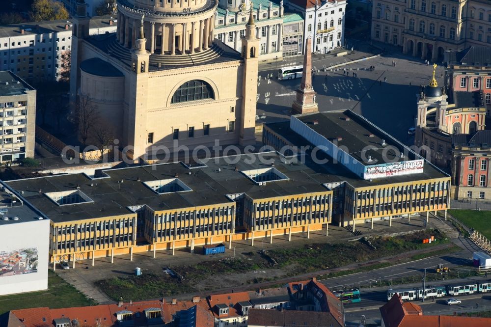 Aerial photograph Potsdam - Demolition of the building area of Fachhochschule Potsdam on Alter Markt corner Friedrich-Ebert-Strasse in the district Innenstadt in Potsdam in the state Brandenburg, Germany